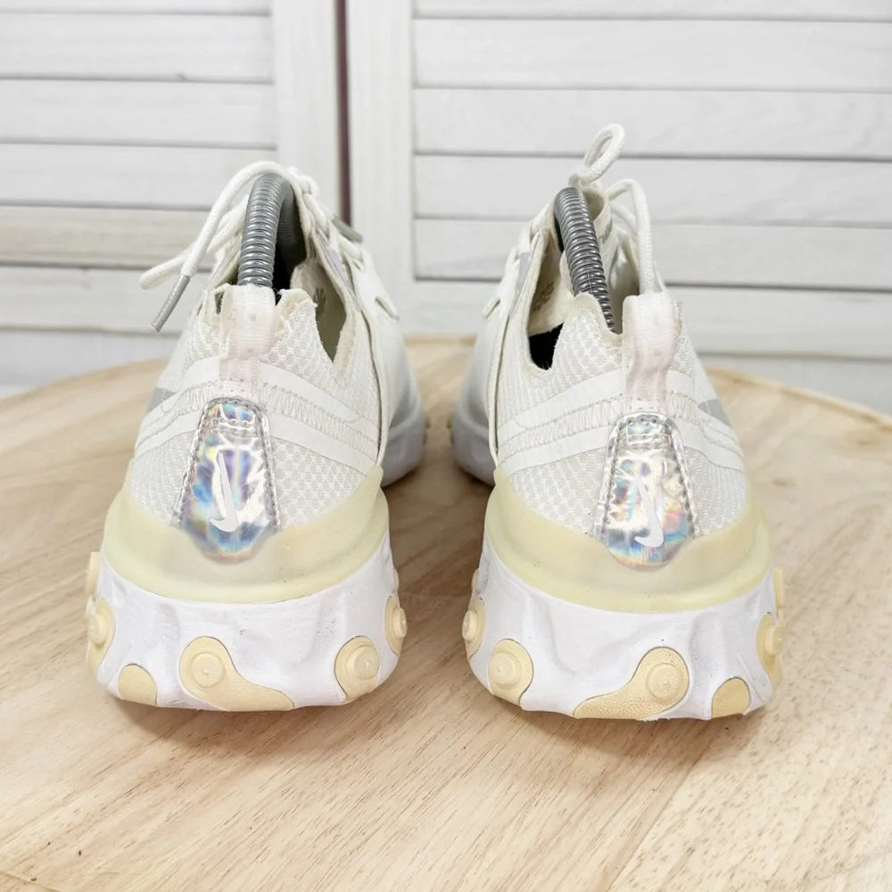 Nike React Element 55 Running Sneakers White Iridescent Women Size 10 CN0147-100